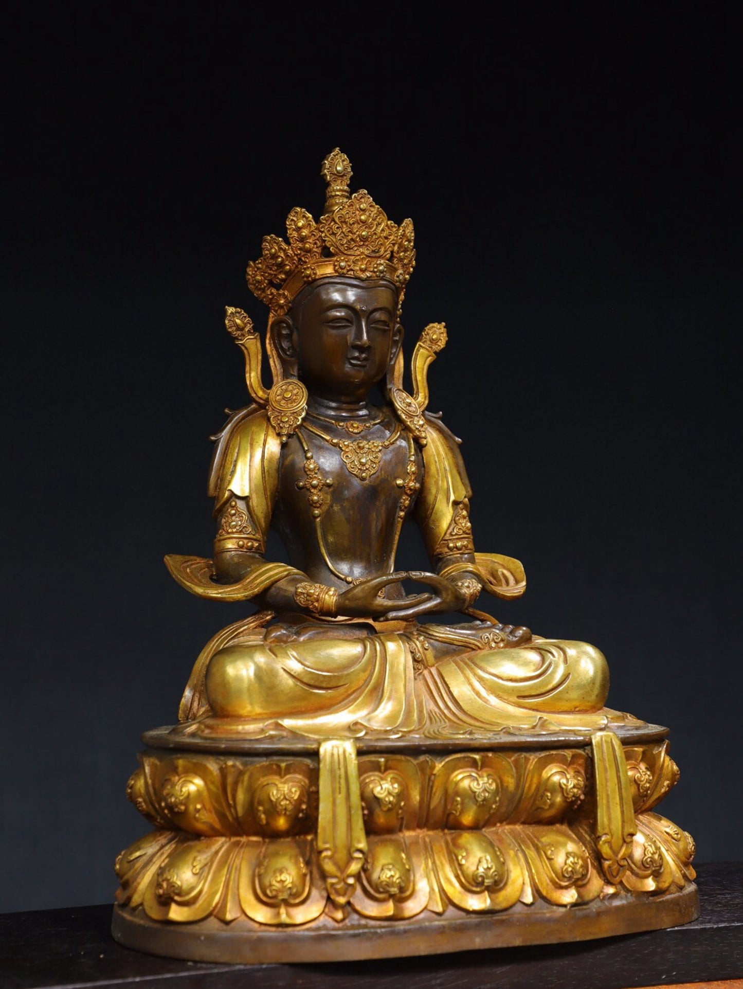 Chinese antique pure copper [Longevity Buddha] Buddha statue