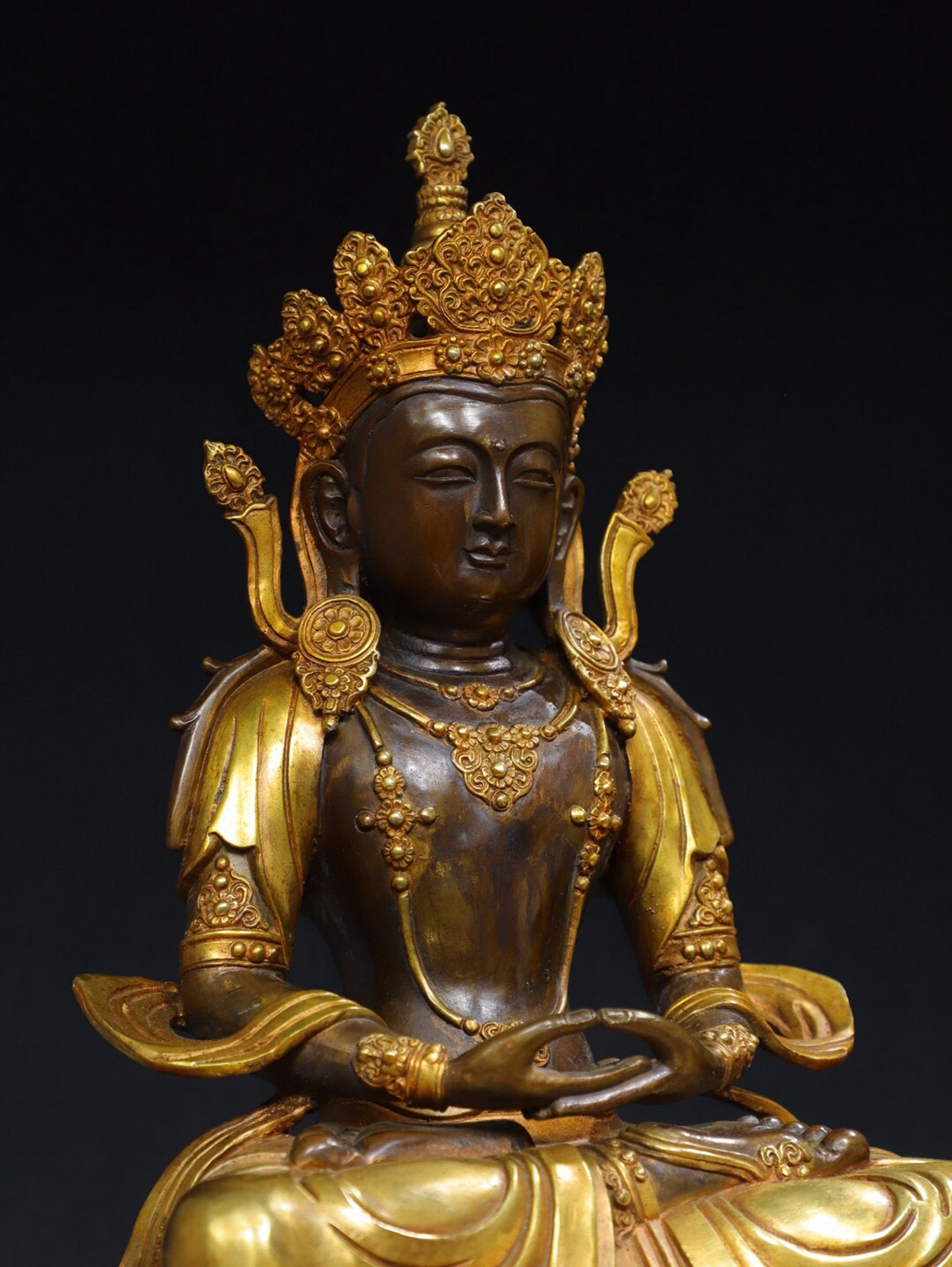 Chinese antique pure copper [Longevity Buddha] Buddha statue