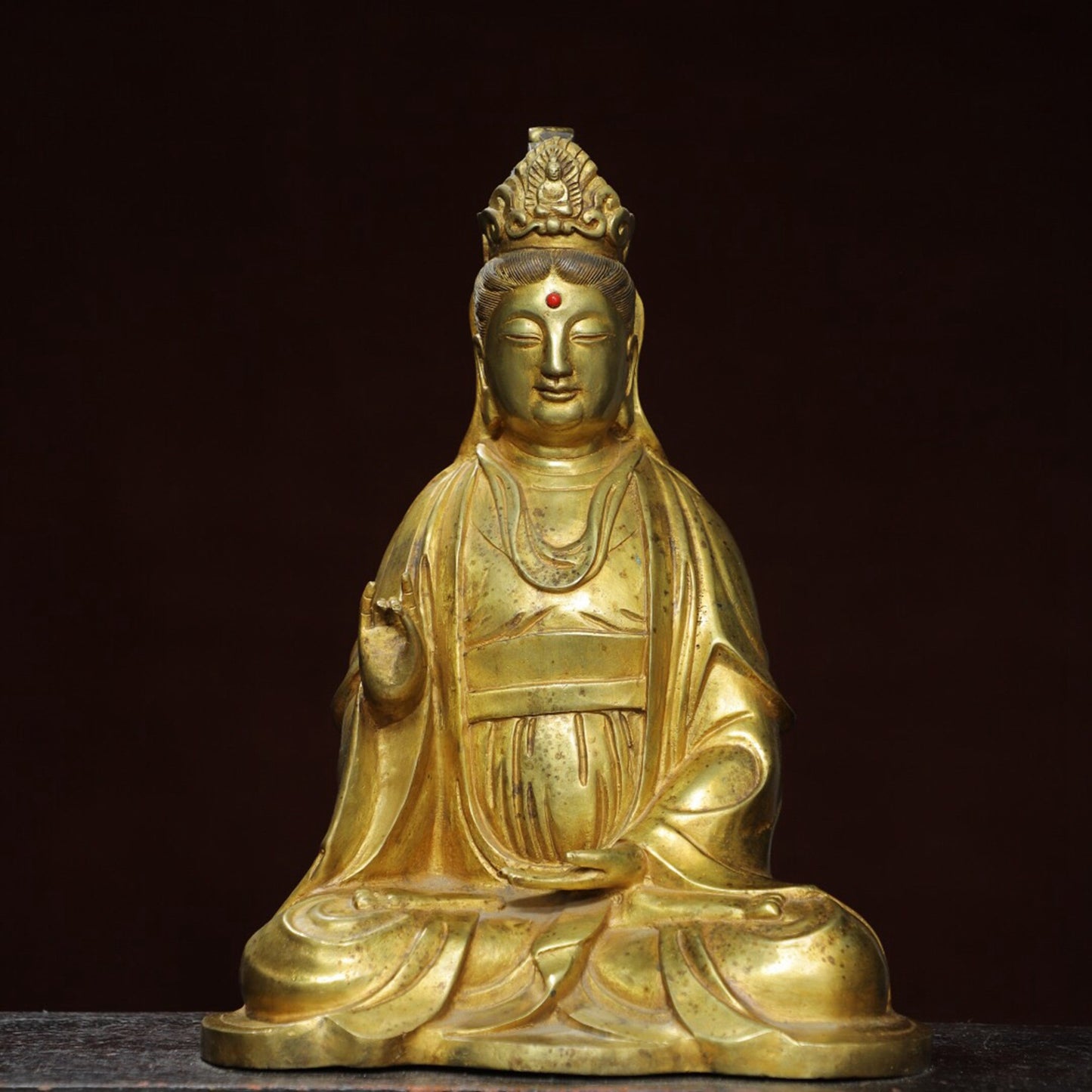 Chinese antique pure copper statue of "Free Avalokitesvara" Buddha