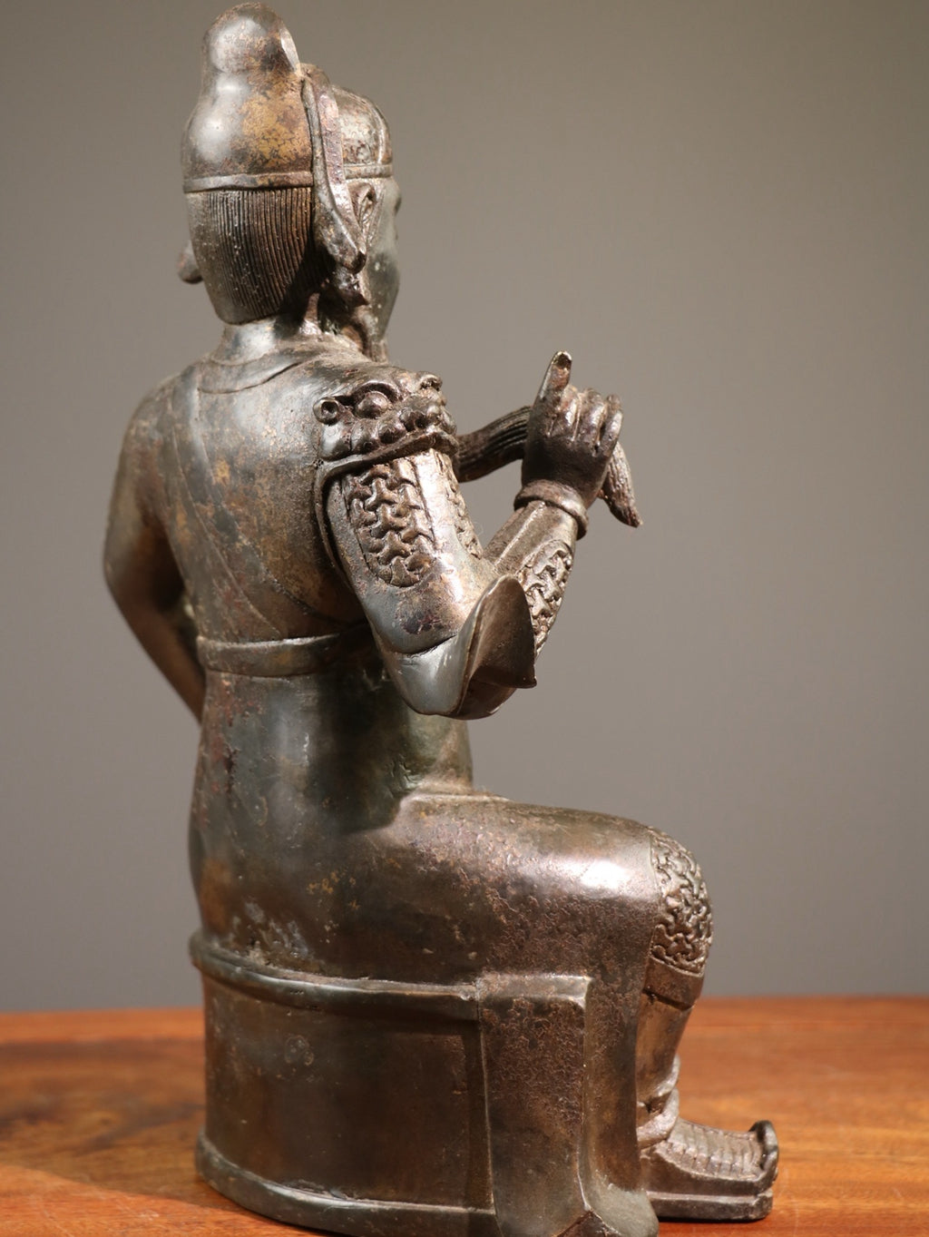 Bronze mud, gold, and cinnabar Buddha statue, God of Wealth and Martial Arts