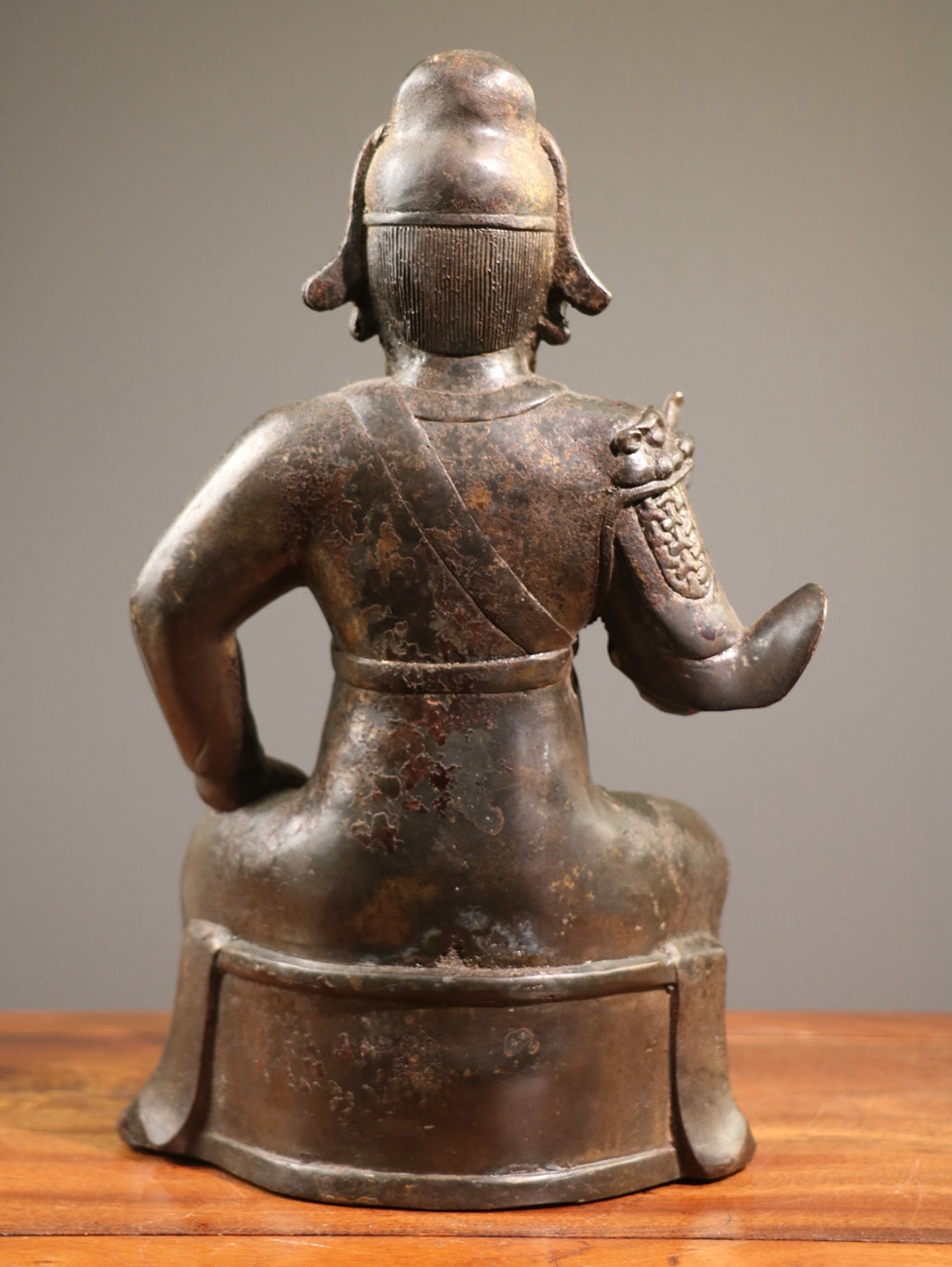 Bronze mud, gold, and cinnabar Buddha statue, God of Wealth and Martial Arts