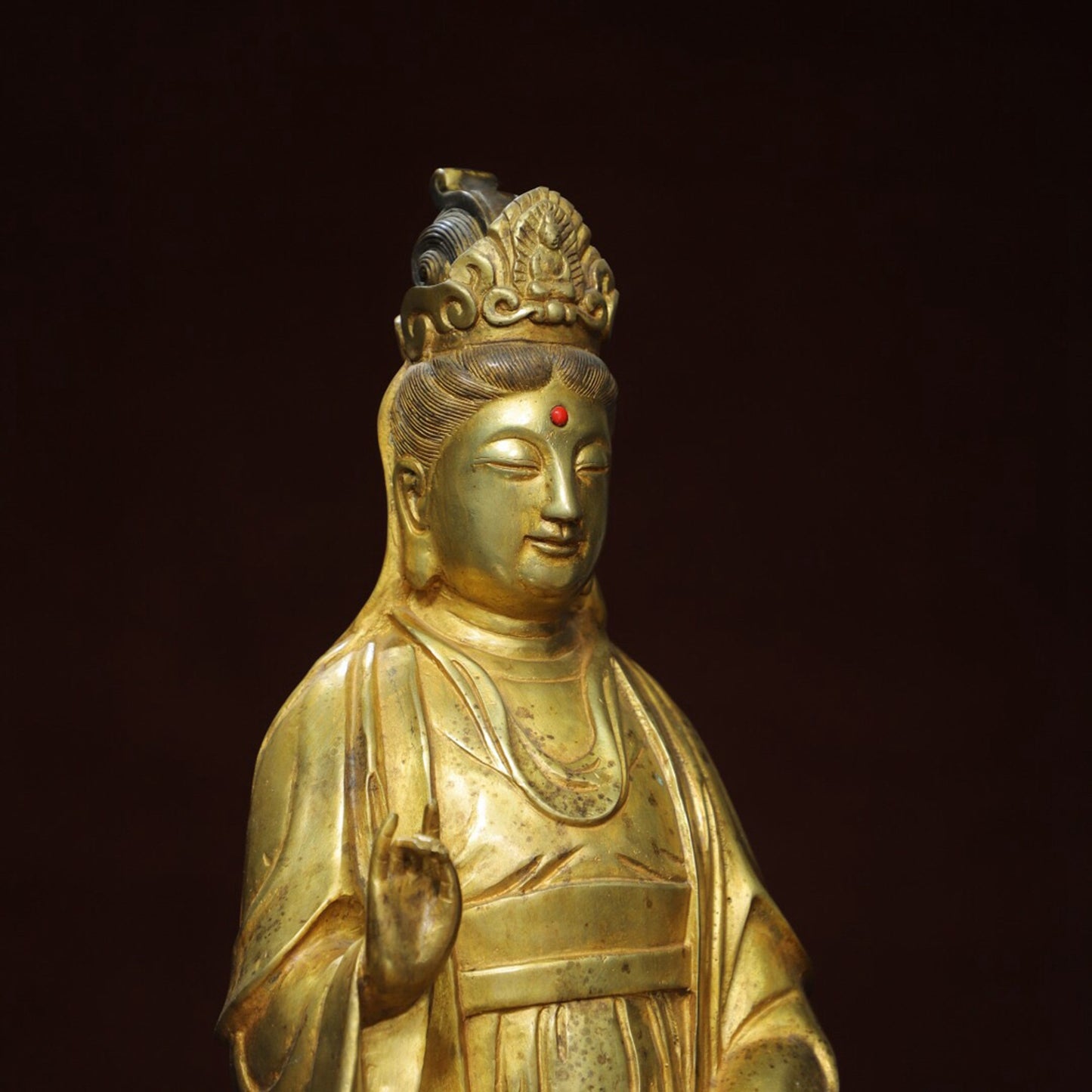 Chinese antique pure copper statue of "Free Avalokitesvara" Buddha