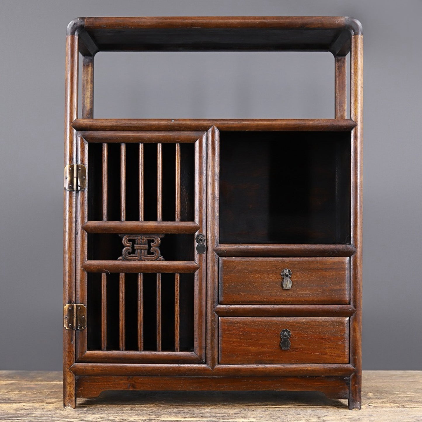 Chinese antique rosewood rounded cabinet