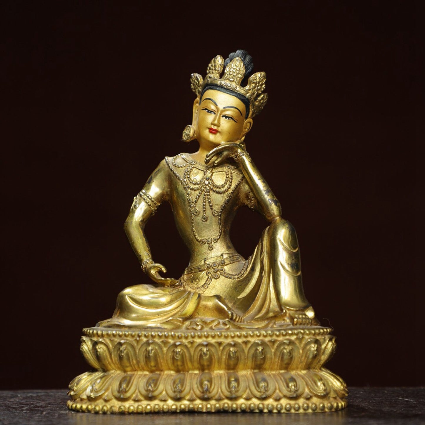 Chinese antique pure copper statue of "Free Avalokitesvara" Buddha