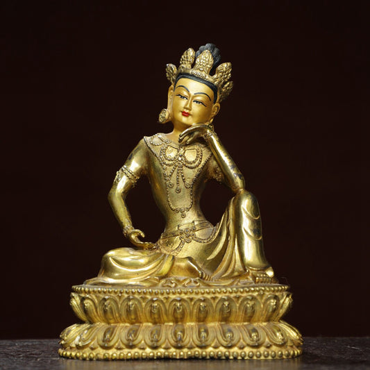 Chinese antique pure copper statue of "Free Avalokitesvara" Buddha