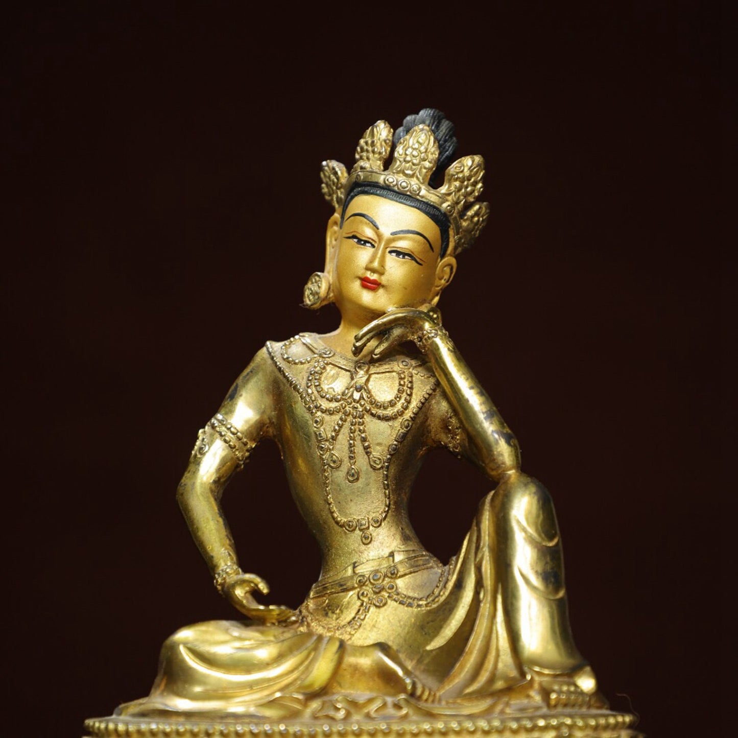 Chinese antique pure copper statue of "Free Avalokitesvara" Buddha