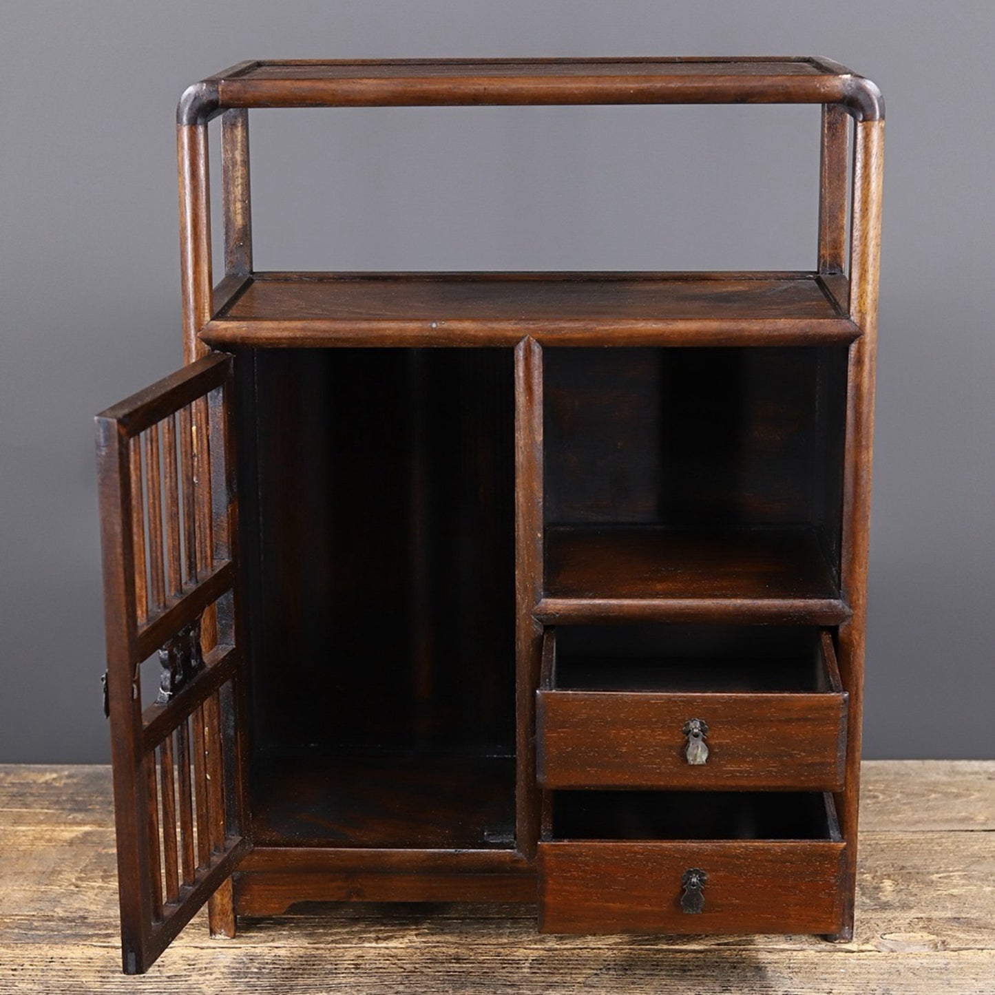 Chinese antique rosewood rounded cabinet