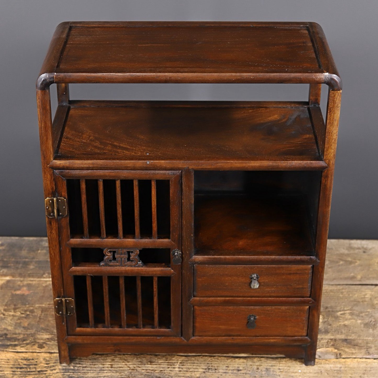 Chinese antique rosewood rounded cabinet