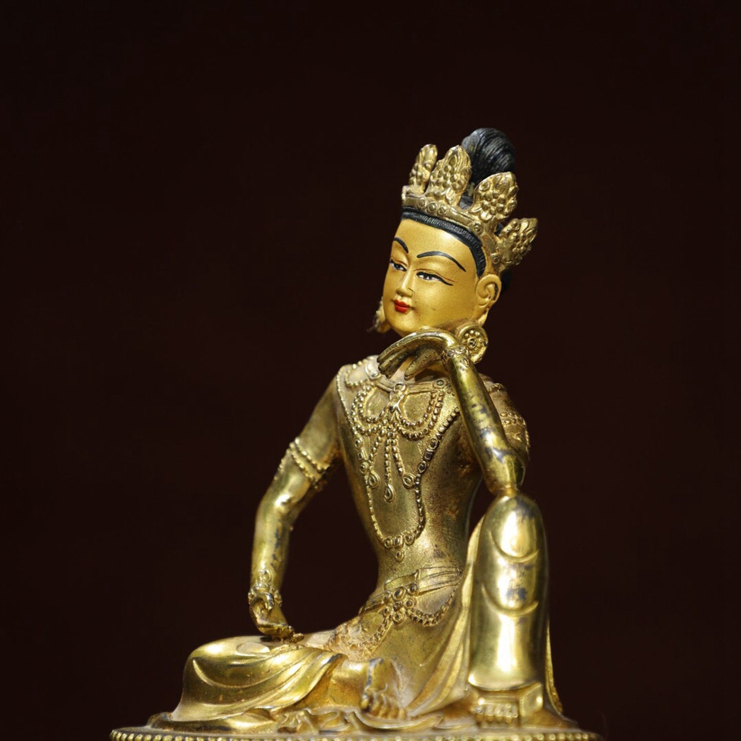 Chinese antique pure copper statue of "Free Avalokitesvara" Buddha