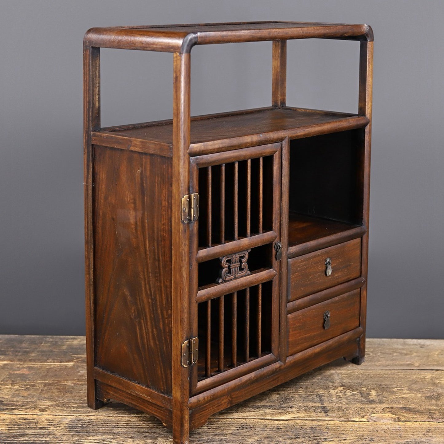 Chinese antique rosewood rounded cabinet