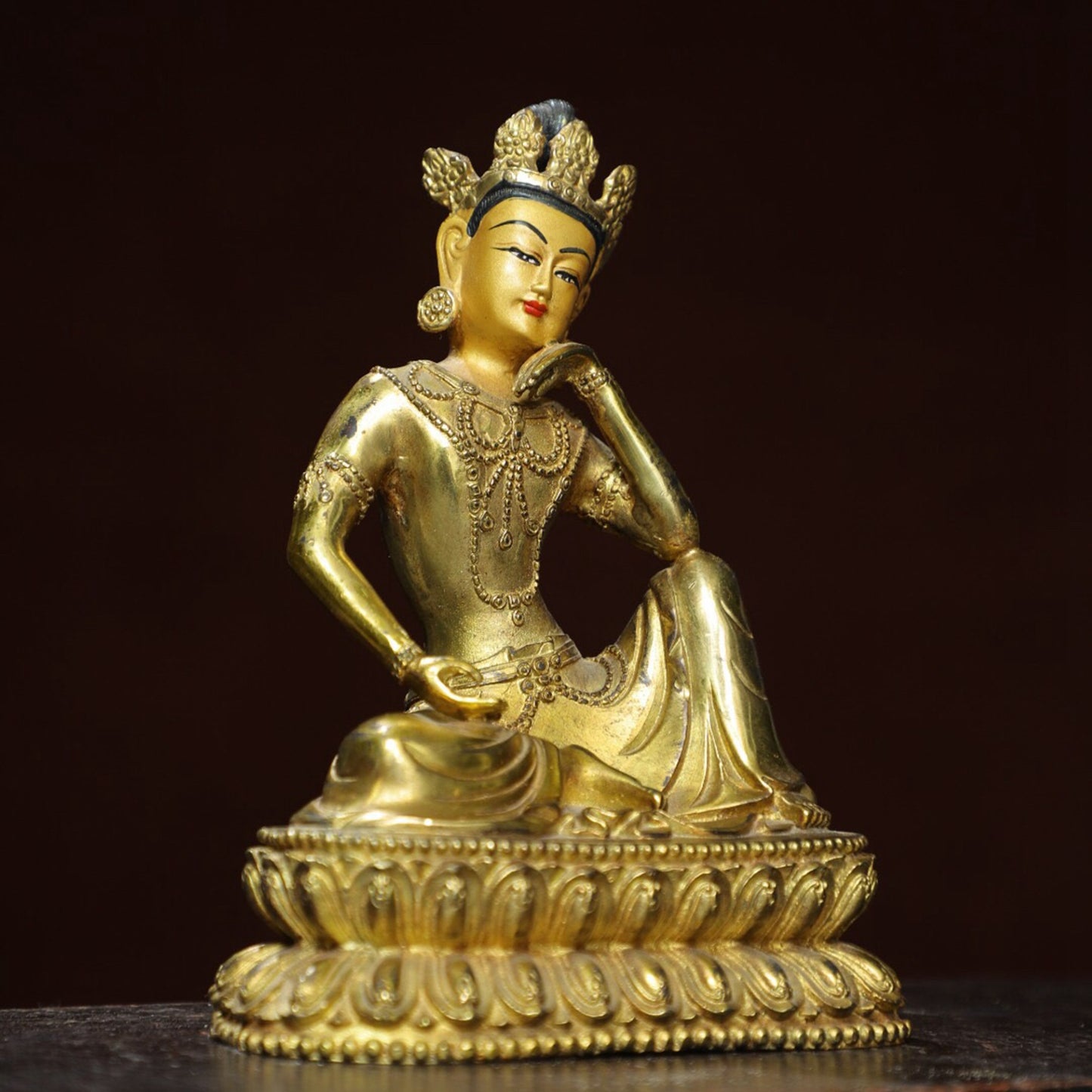 Chinese antique pure copper statue of "Free Avalokitesvara" Buddha