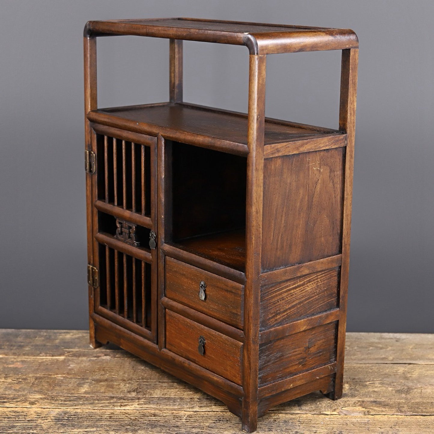 Chinese antique rosewood rounded cabinet