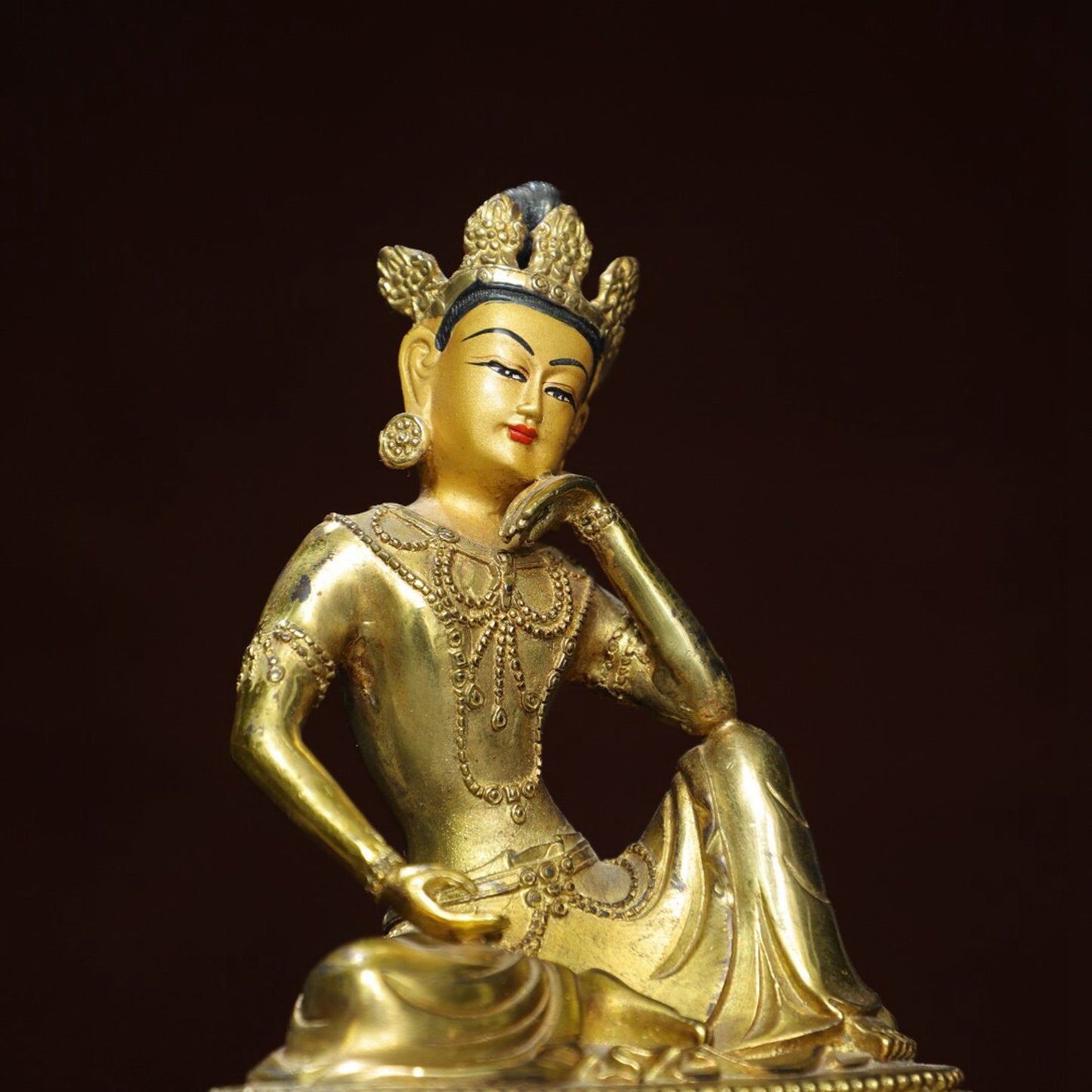 Chinese antique pure copper statue of "Free Avalokitesvara" Buddha