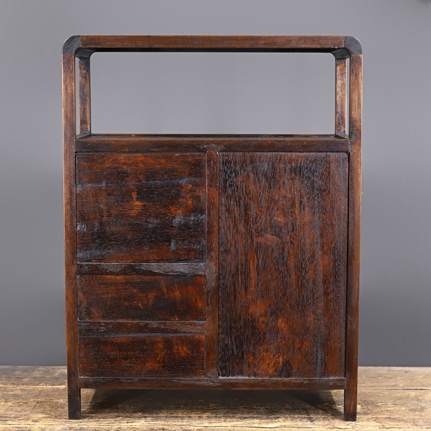 Chinese antique rosewood rounded cabinet