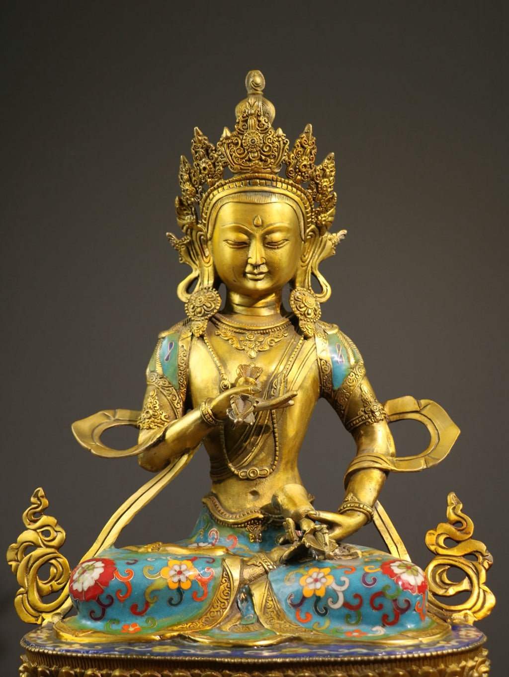A pure copper cloisonn é Buddha statue of Vajrasattva