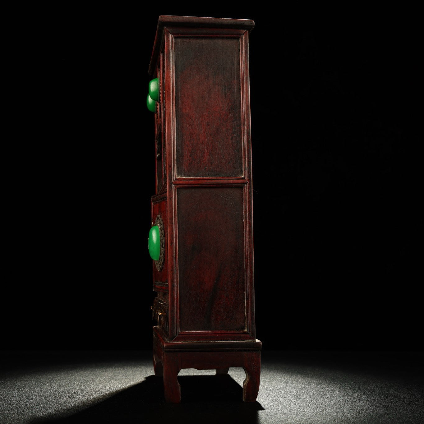 Chinese antique rosewood inlaid gemstone pocket cabinet