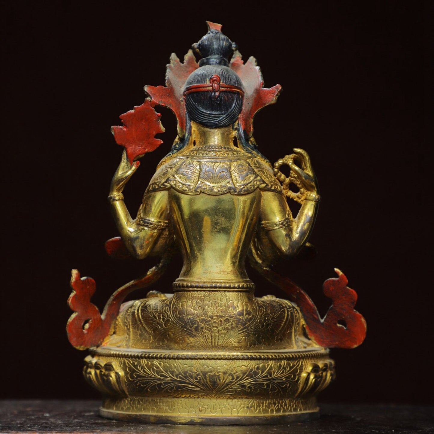 Chinese antique pure copper [Four Armed Guanyin] Buddha statue