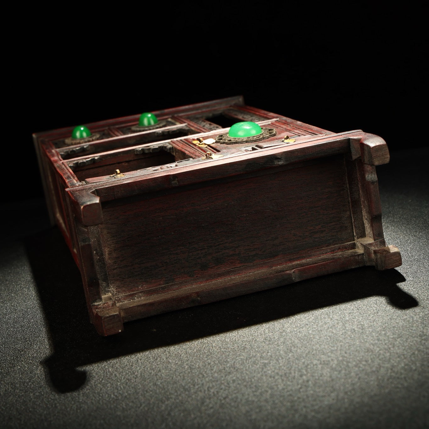 Chinese antique rosewood inlaid gemstone pocket cabinet