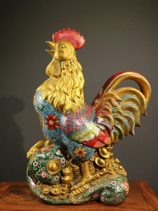 Pure copper cloisonn é rooster ornament