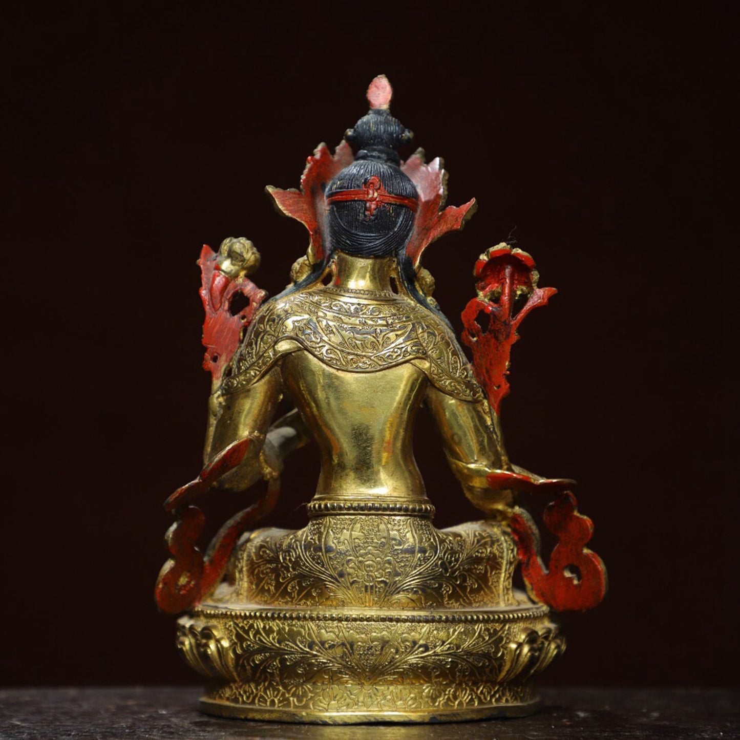 Chinese antique pure copper [Green Tara] Buddha statue