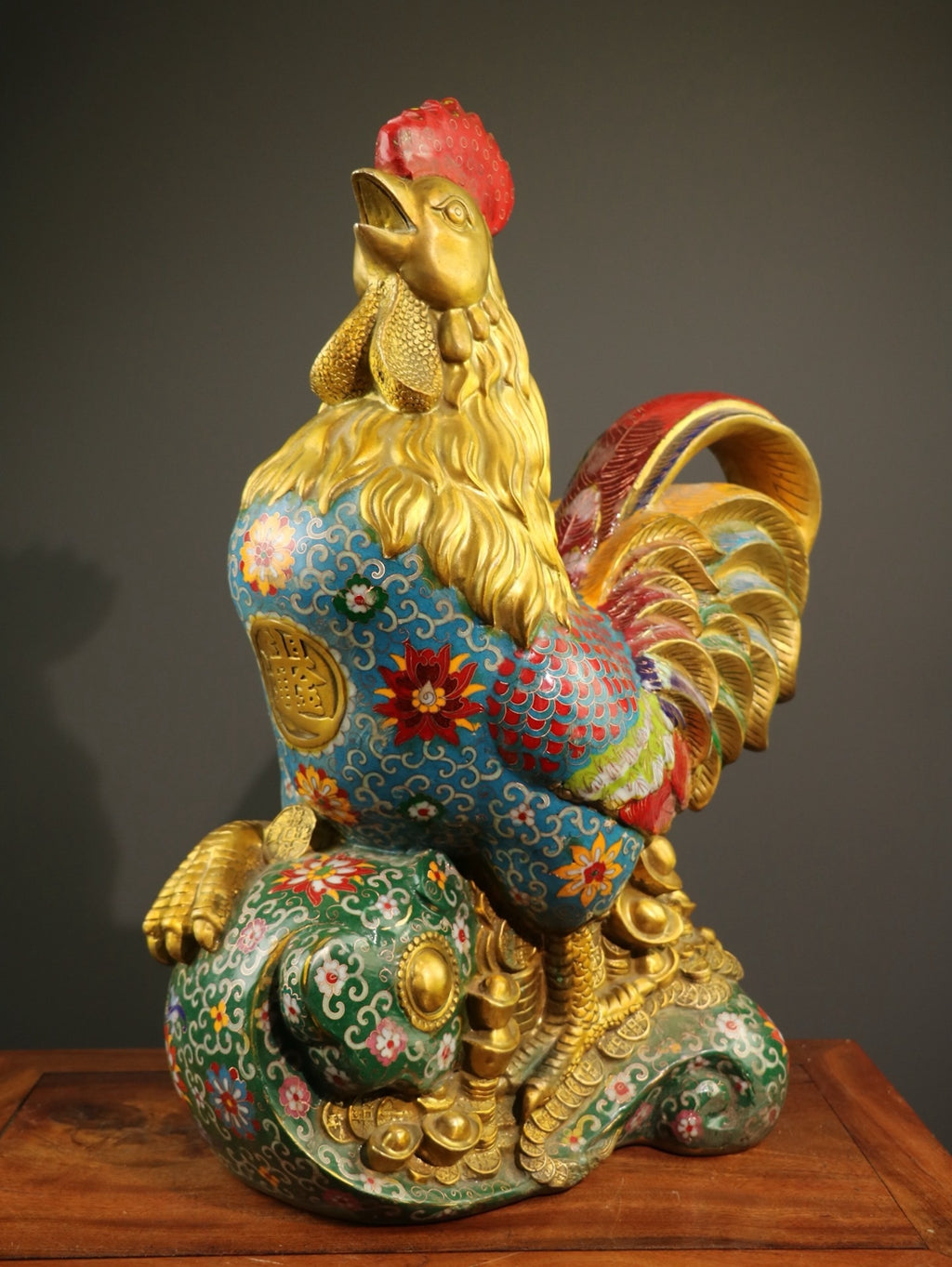 Pure copper cloisonn é rooster ornament