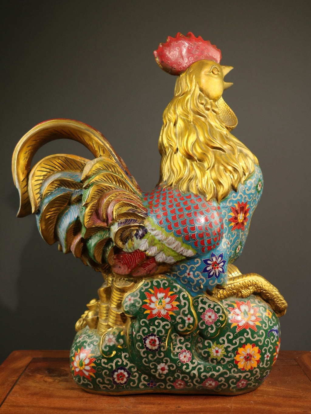 Pure copper cloisonn é rooster ornament