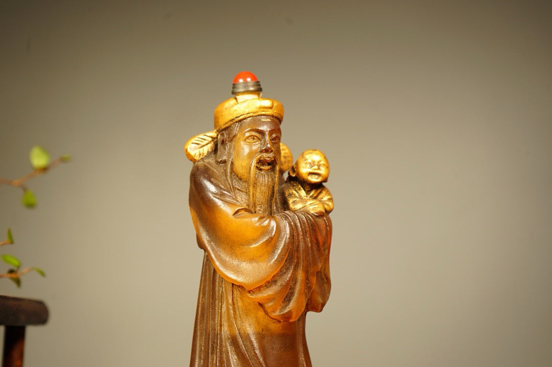 Chinese antique glass exquisitely carved snuff bottle