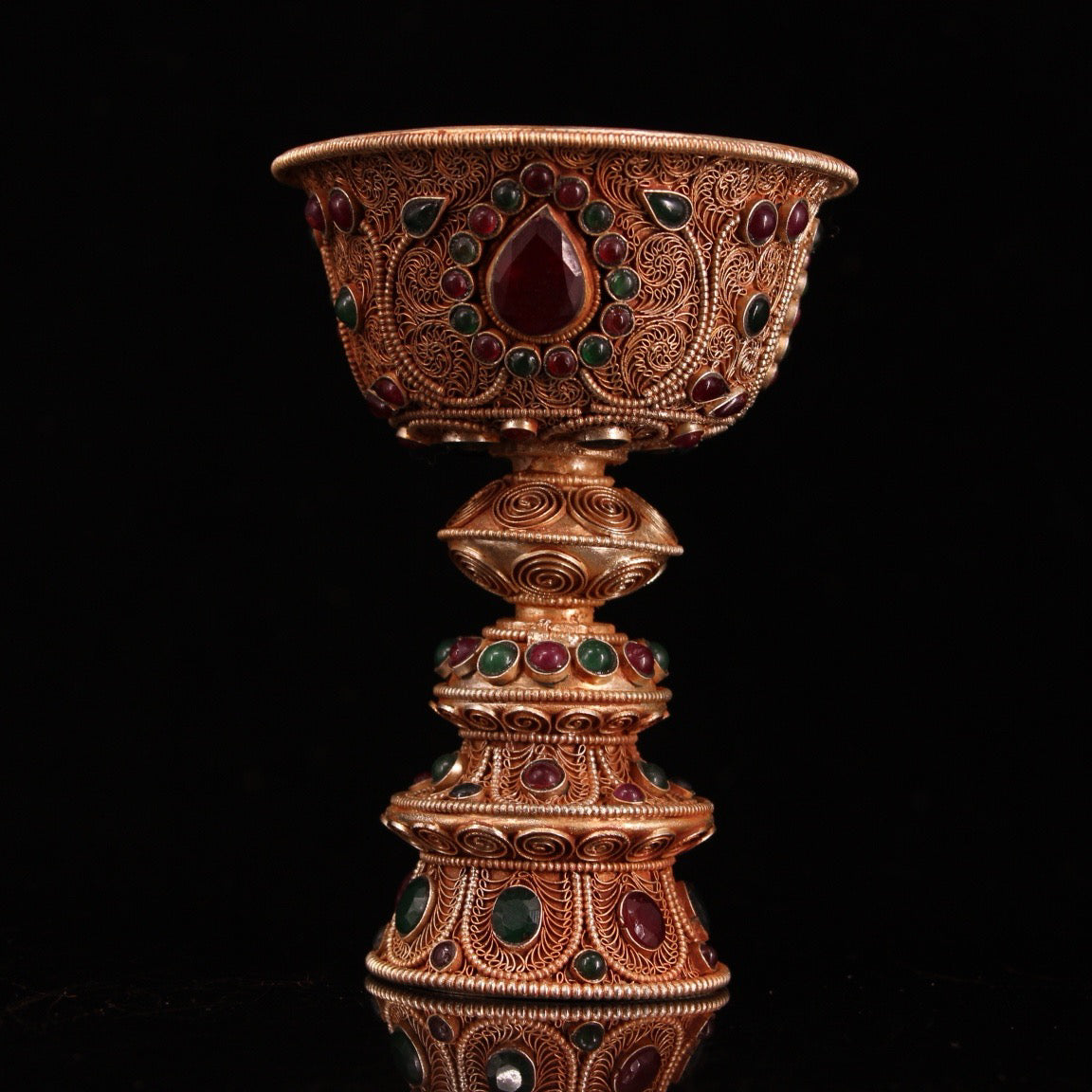 Chinese antique pure copper filigree protective cup