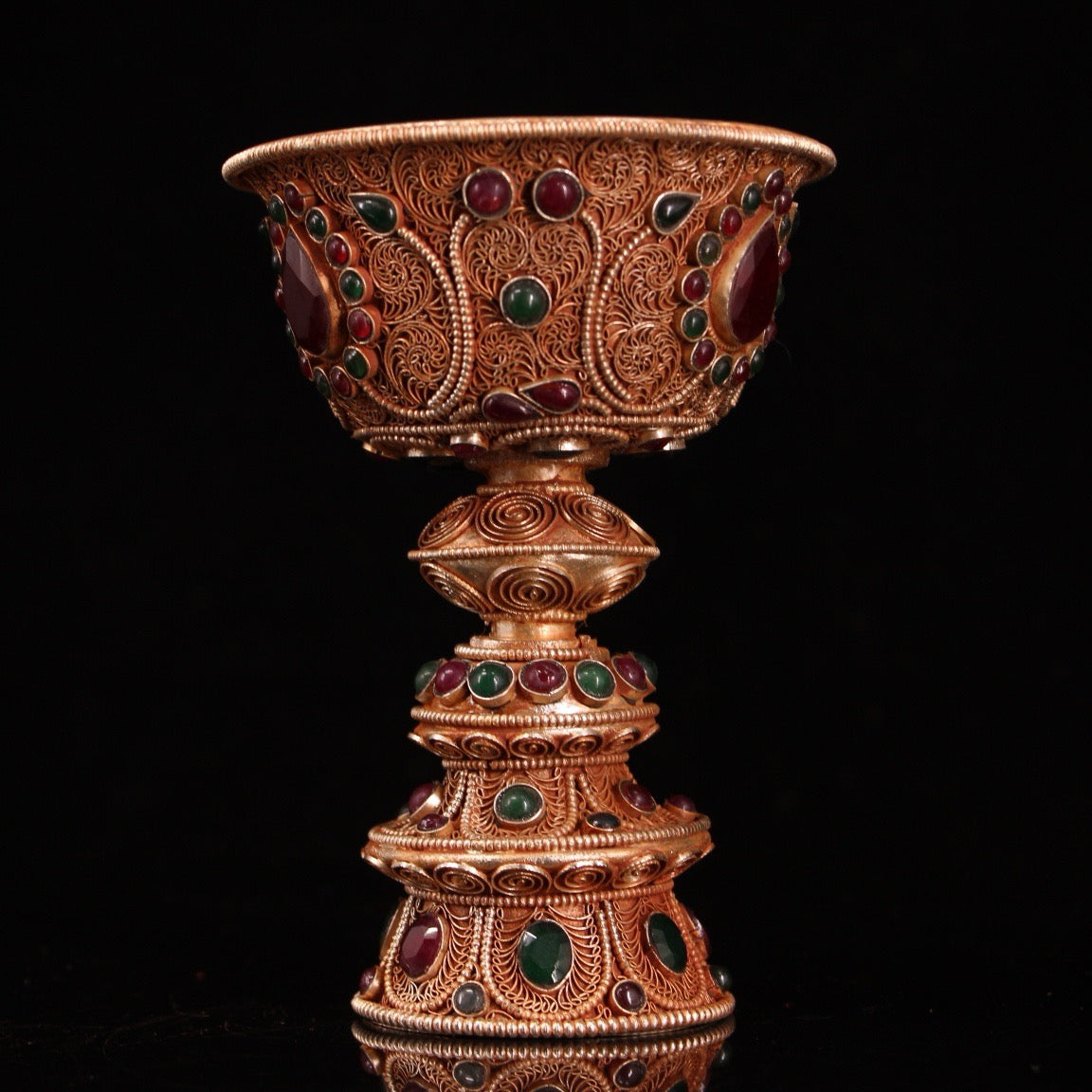 Chinese antique pure copper filigree protective cup