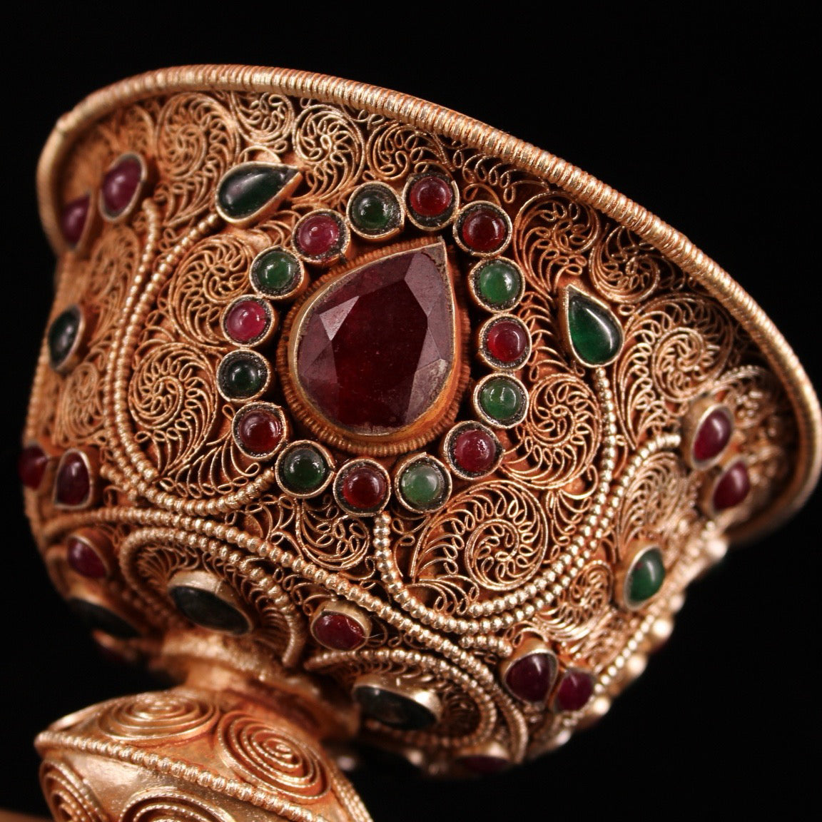 Chinese antique pure copper filigree protective cup