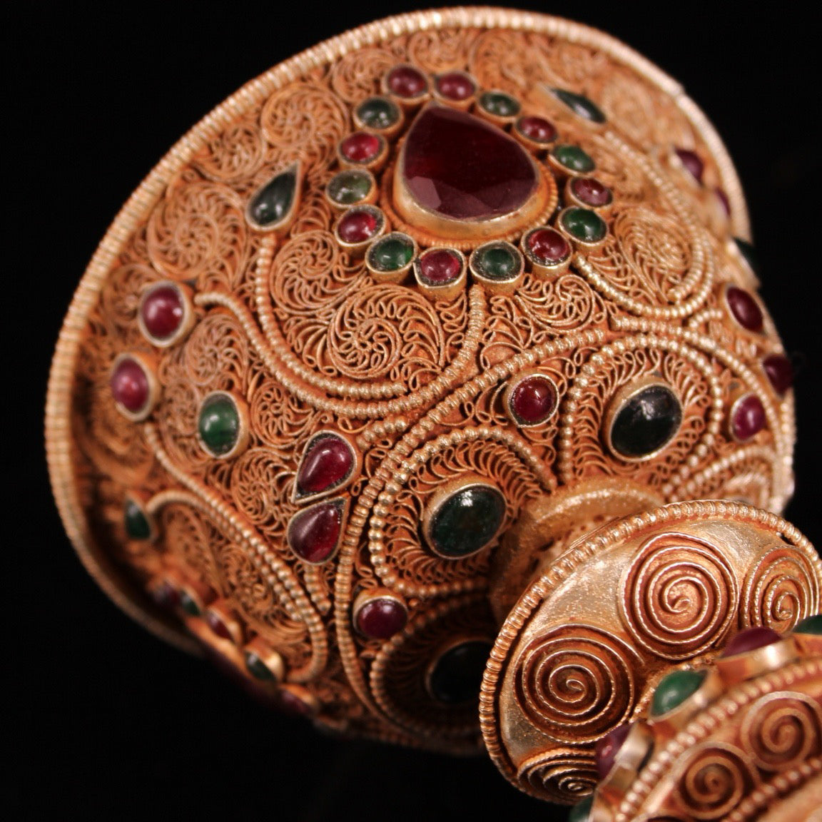 Chinese antique pure copper filigree protective cup