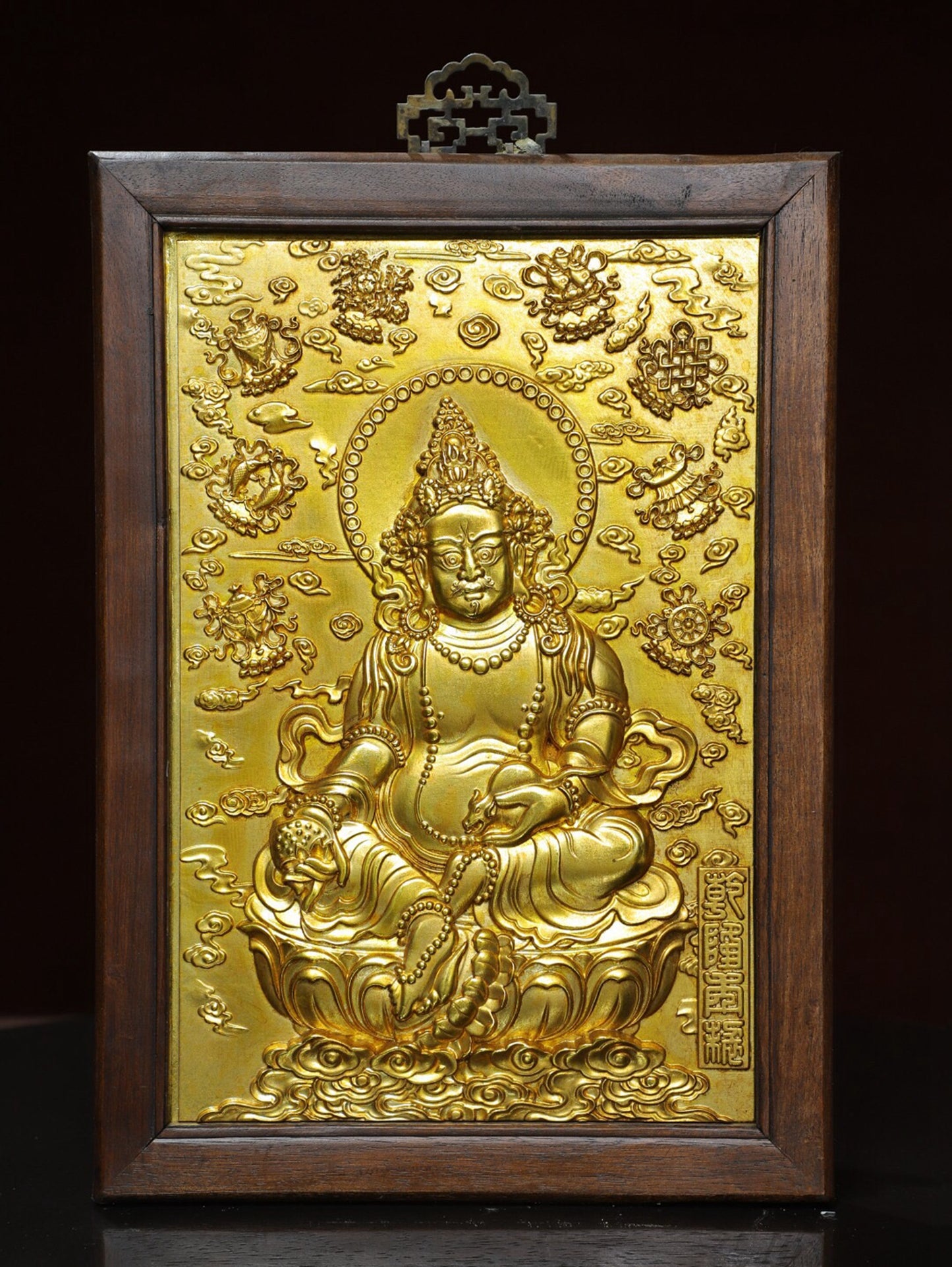 Chinese antique pure copper [Yellow God of Wealth] thangka