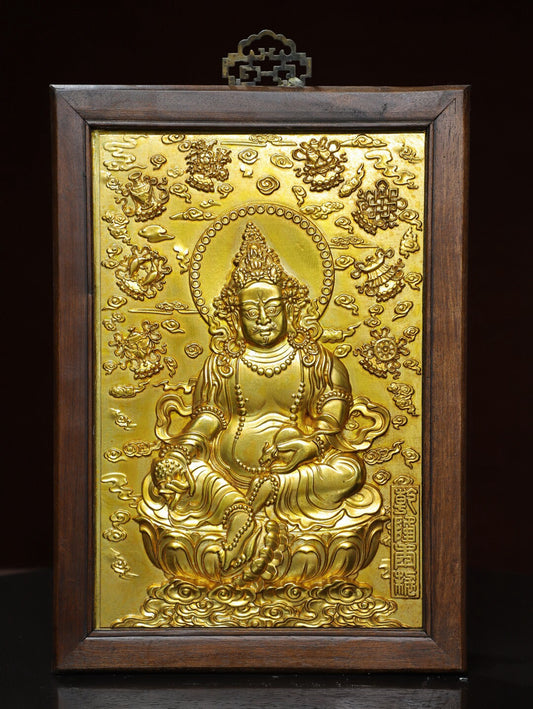 Chinese antique pure copper [Yellow God of Wealth] thangka