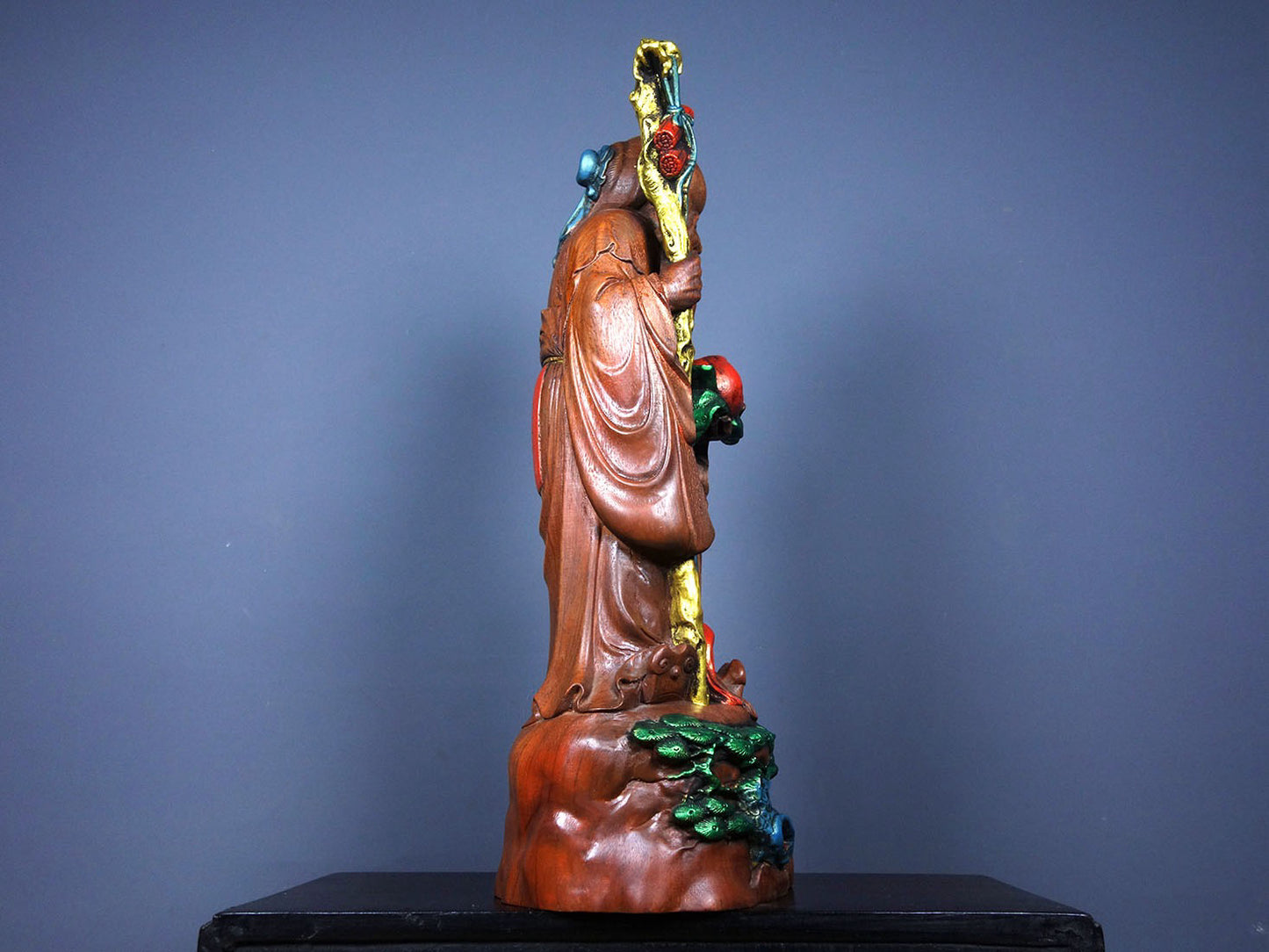 Chinese antique rosewood carving with a large longevity star, the Antarctic immortal