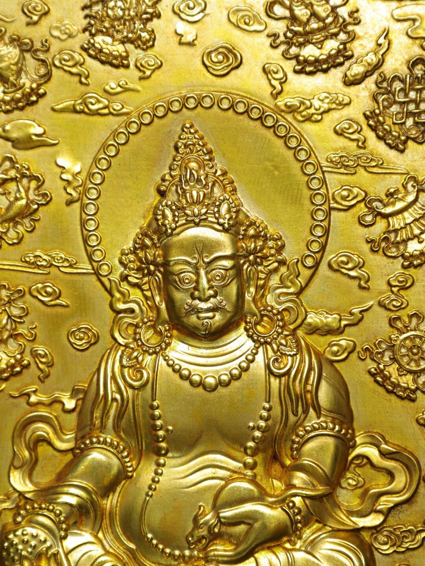 Chinese antique pure copper [Yellow God of Wealth] thangka
