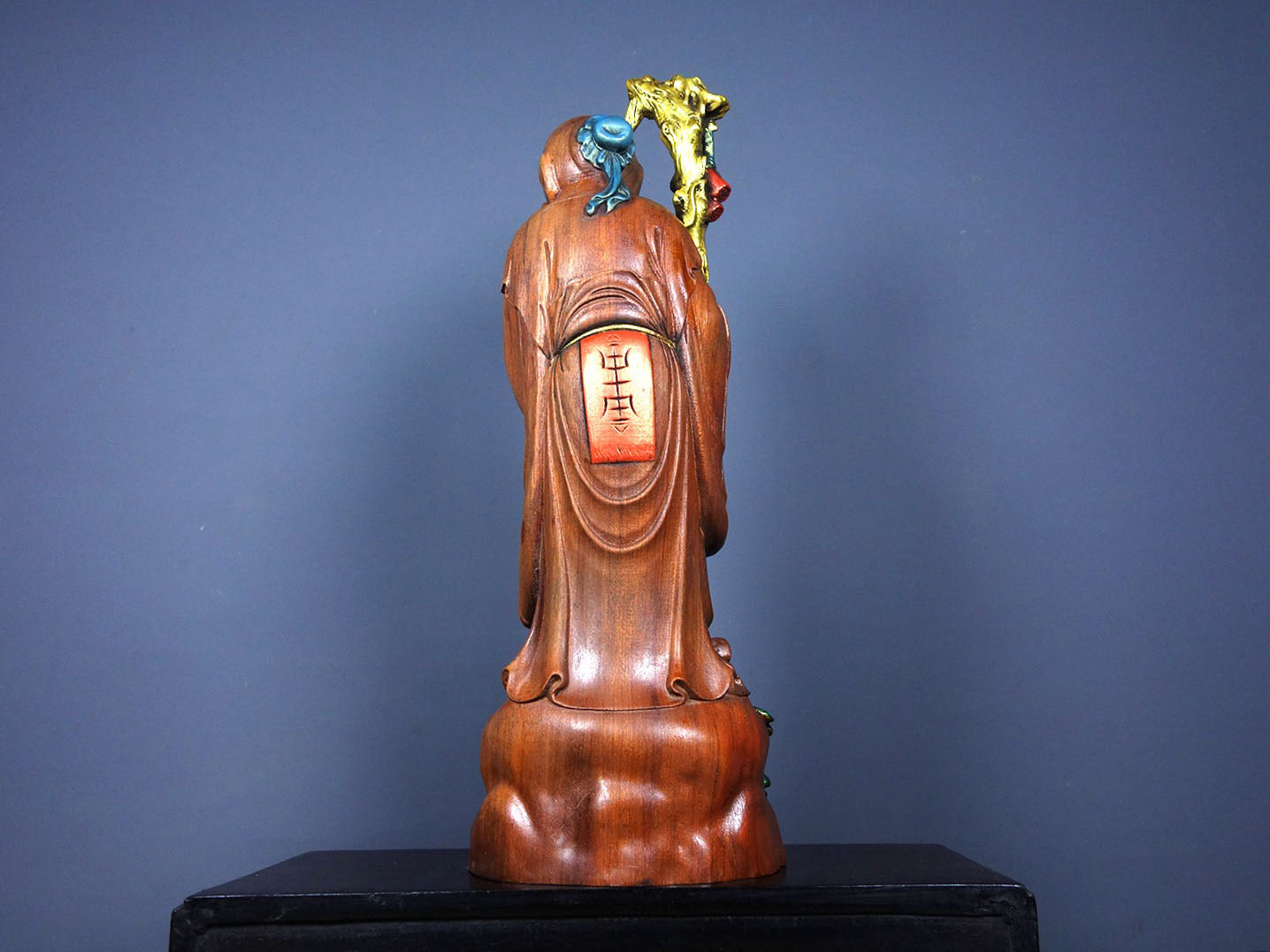 Chinese antique rosewood carving with a large longevity star, the Antarctic immortal