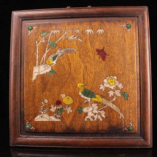 Chinese antique rosewood handmade inlaid shell hanging screen