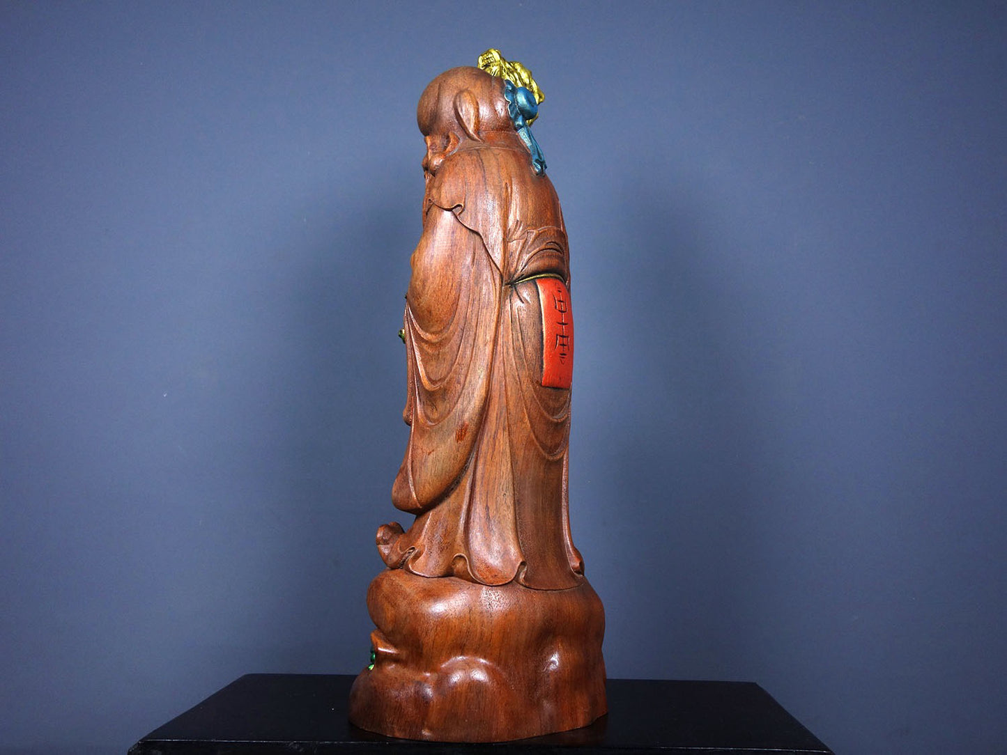 Chinese antique rosewood carving with a large longevity star, the Antarctic immortal