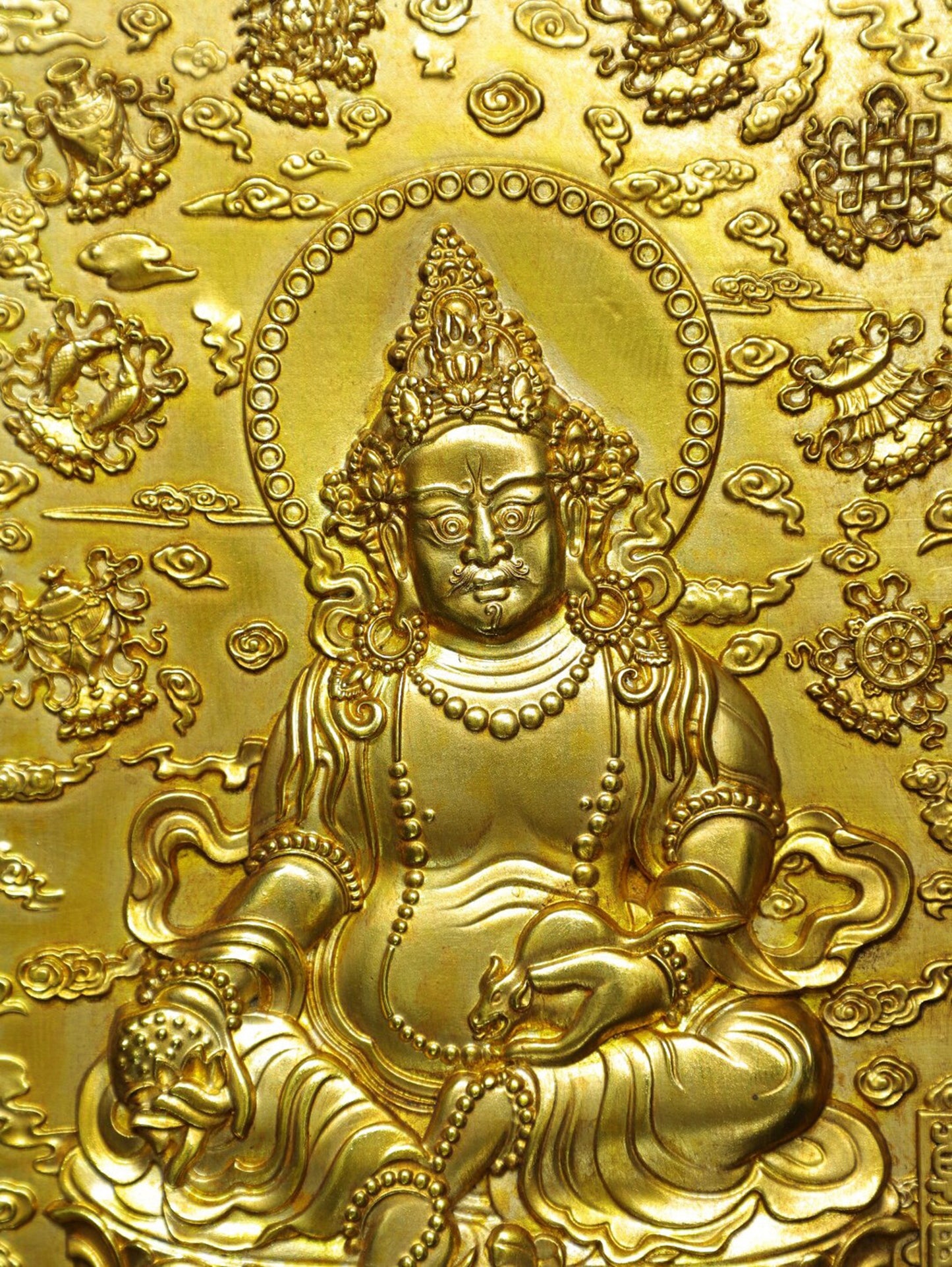 Chinese antique pure copper [Yellow God of Wealth] thangka
