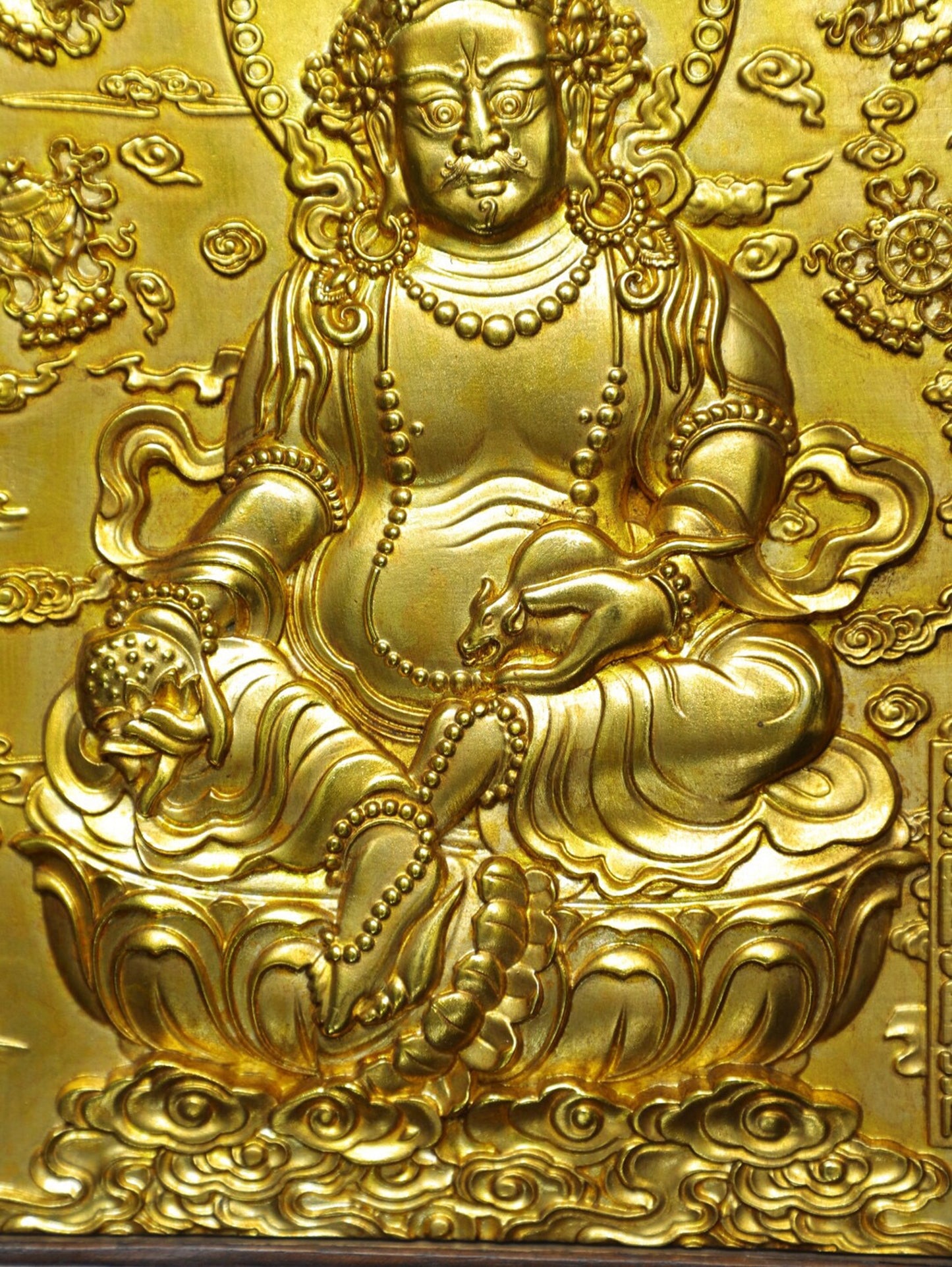 Chinese antique pure copper [Yellow God of Wealth] thangka