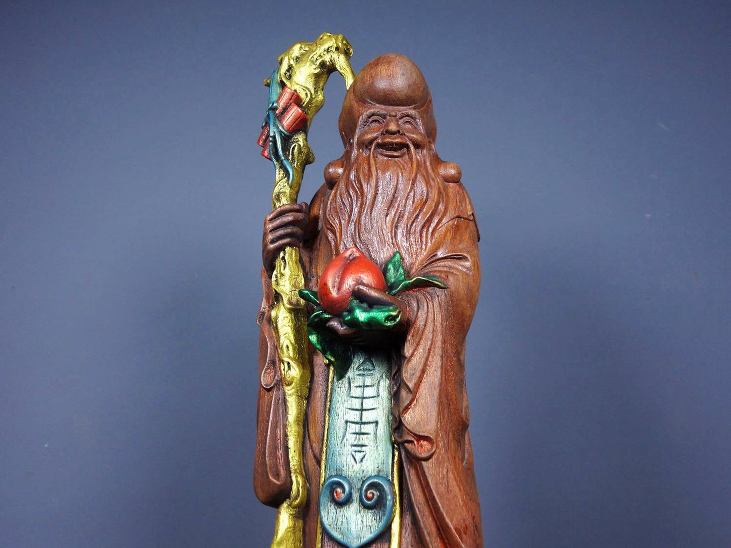 Chinese antique rosewood carving with a large longevity star, the Antarctic immortal