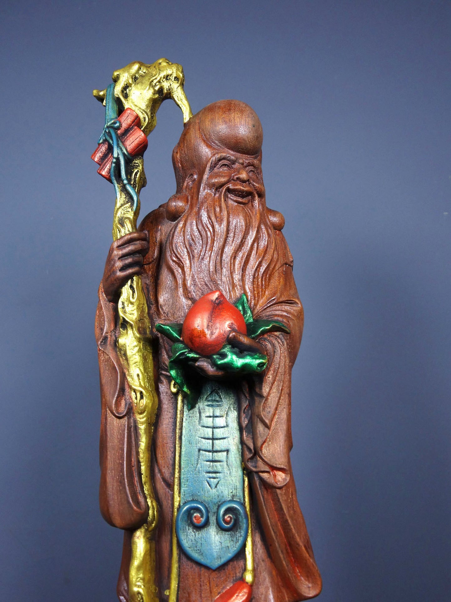 Chinese antique rosewood carving with a large longevity star, the Antarctic immortal