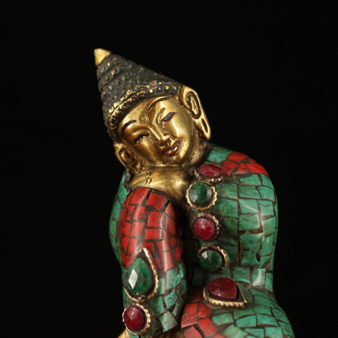 Chinese Antique Pure Copper Sleeping Shakyamuni Buddha