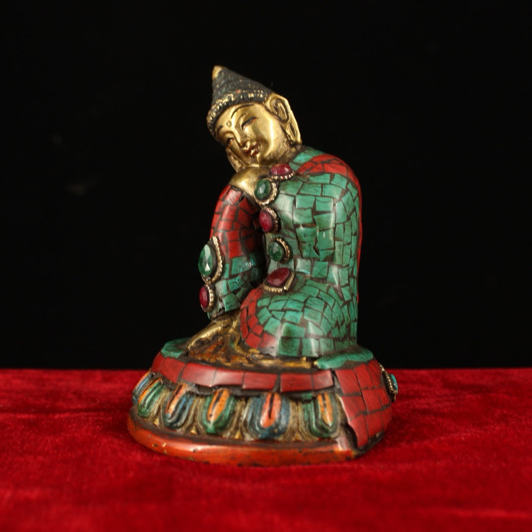 Chinese Antique Pure Copper Sleeping Shakyamuni Buddha