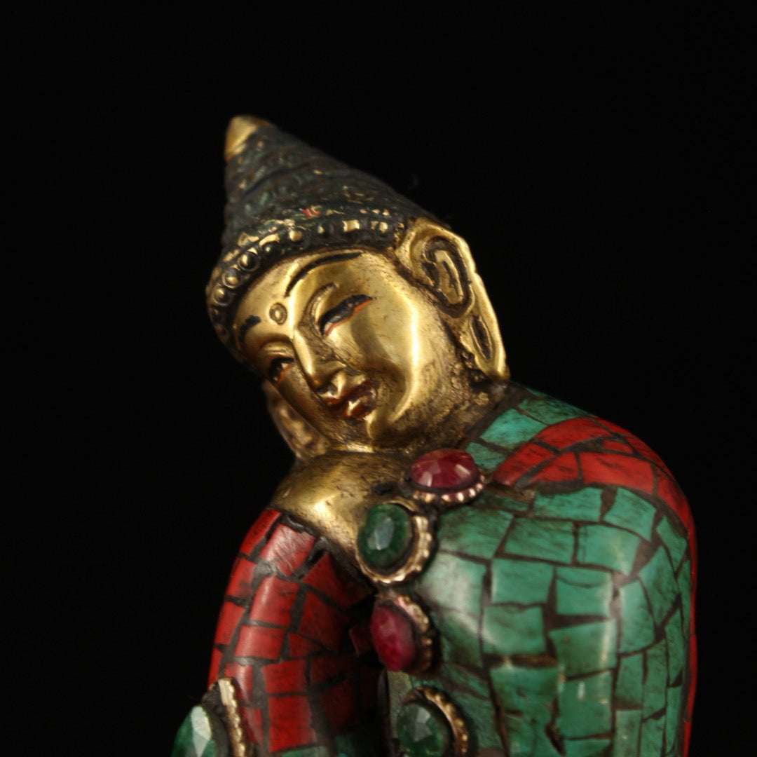 Chinese Antique Pure Copper Sleeping Shakyamuni Buddha