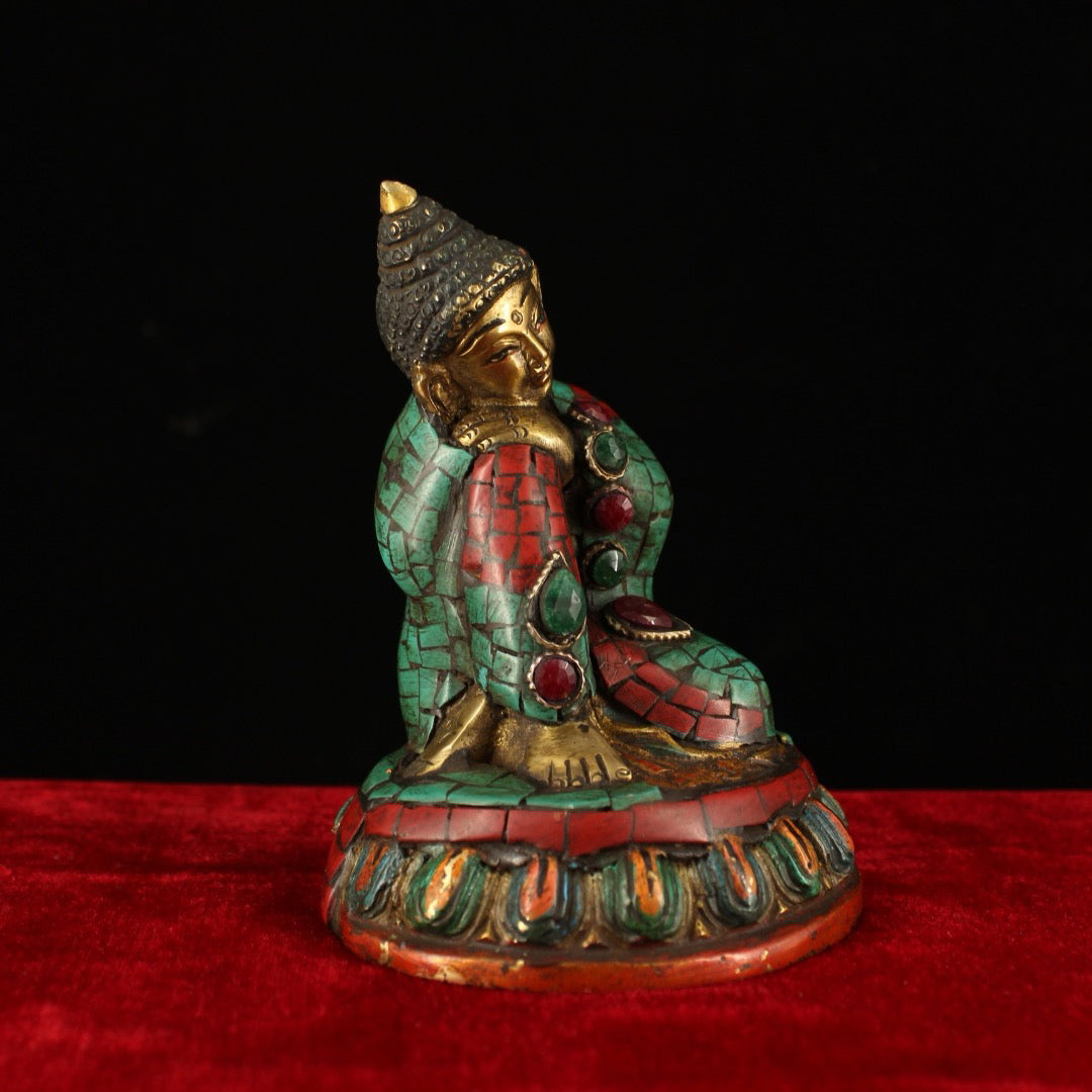 Chinese Antique Pure Copper Sleeping Shakyamuni Buddha