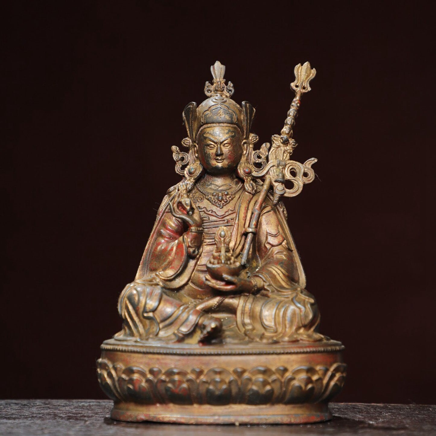 Chinese antique pure copper statue of 'Lotus Life'