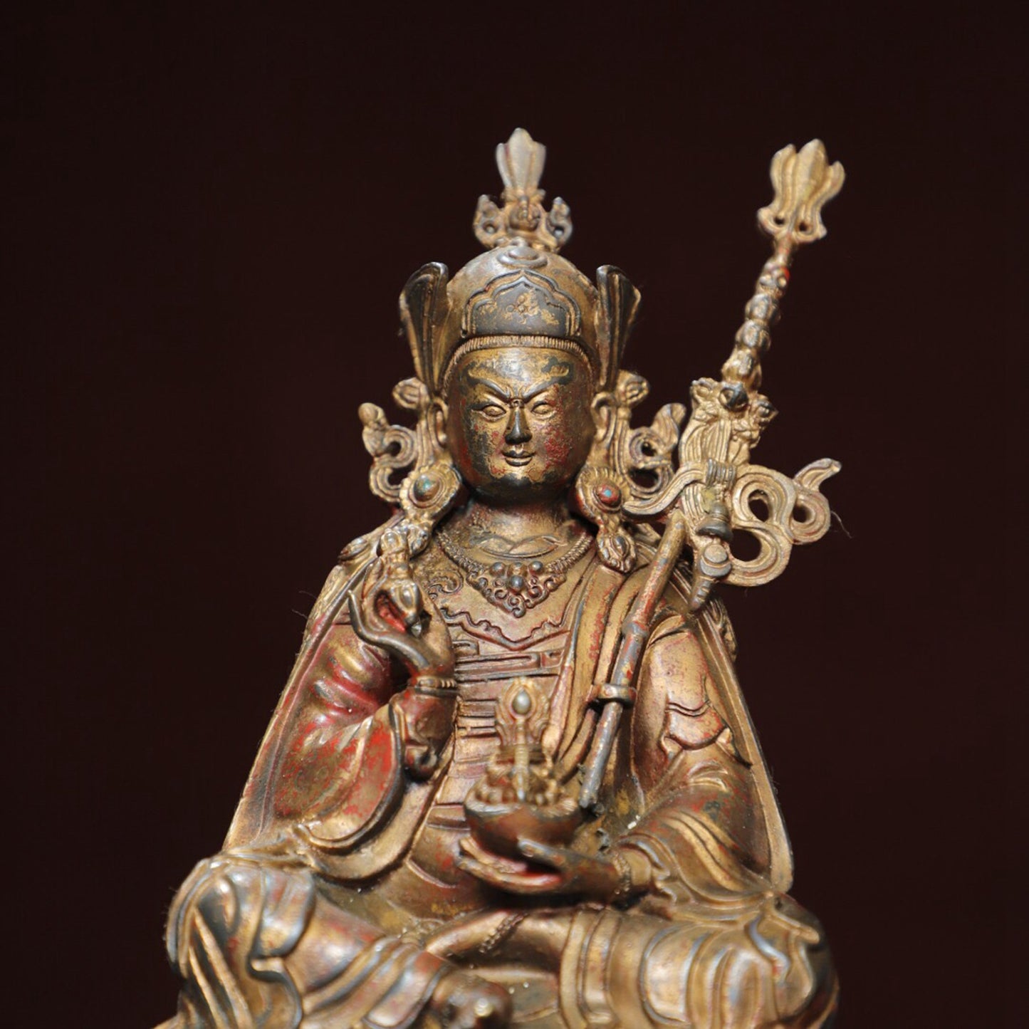 Chinese antique pure copper statue of 'Lotus Life'