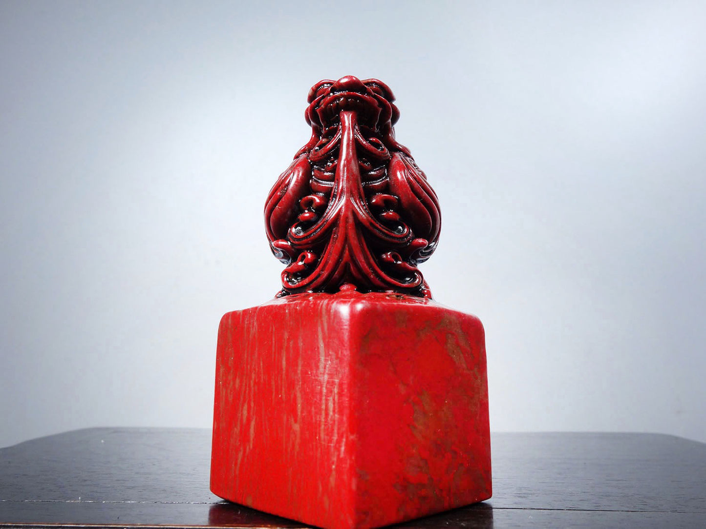 Chinese antique chicken blood stone finely carved auspicious animal seal