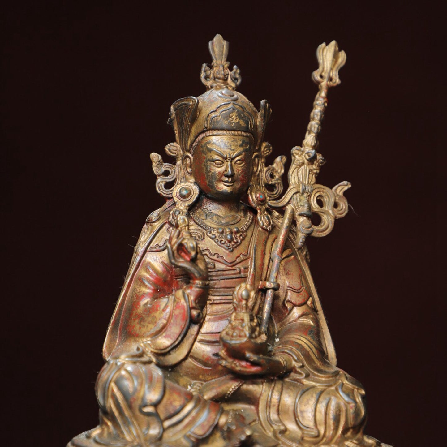 Chinese antique pure copper statue of 'Lotus Life'